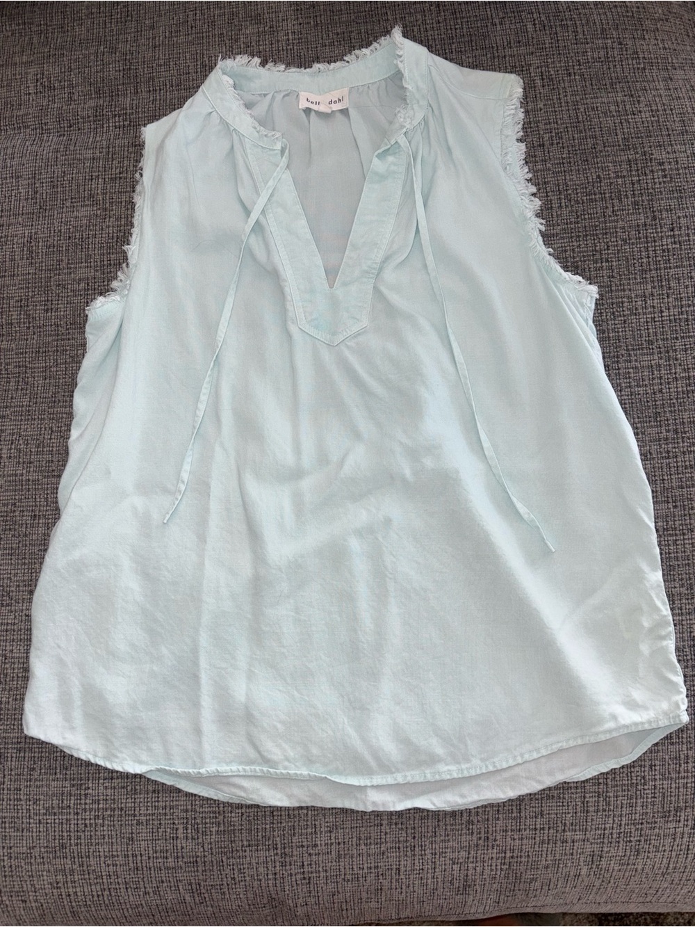 Bella Dahl Light Blue Sleeveless Tie-Neck Blouse